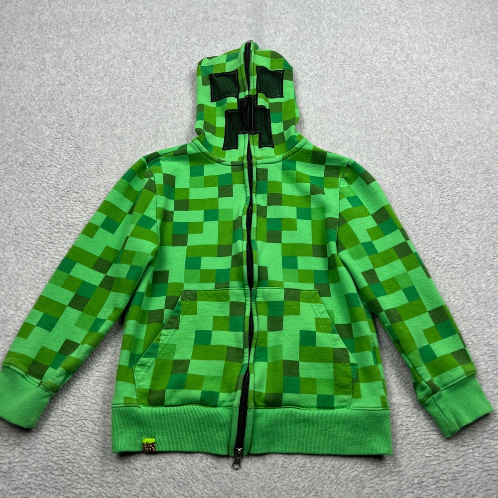 Minecraft Hoodie Boys Medium Youth Green Creeper Costume Mad Engine Sweatshirt